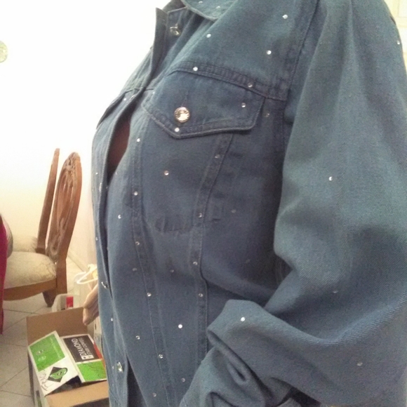 BNWT LADIES JEANS JACKET W/ DIAMOND RHINESTONES BY MILI DESIGNS SZ. SM NORDSTROM - Picture 3 of 7